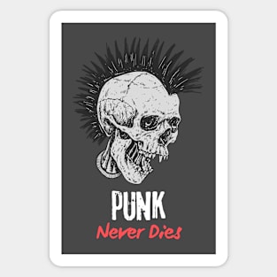 Punk Never Dies Rocker Skull Sticker